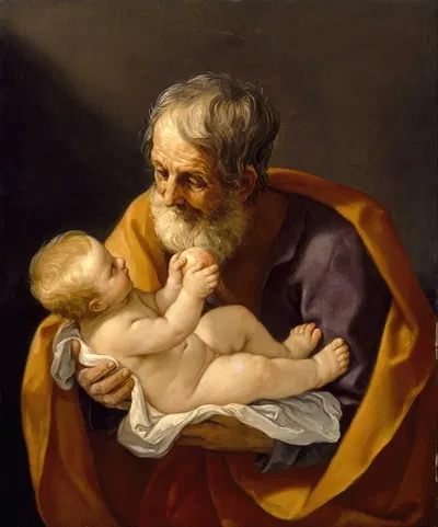 Saint Joseph and the Christ Child by Гвидо Рени — digital art print download