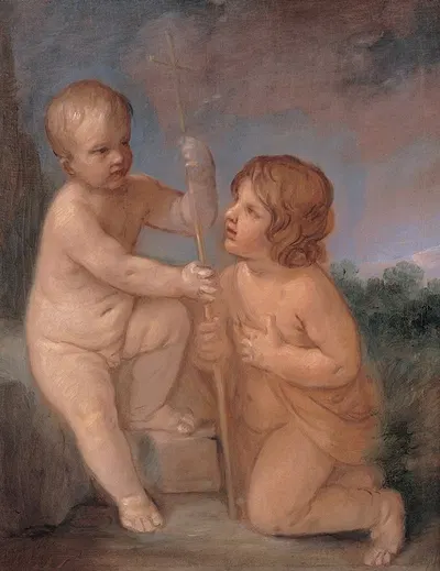 The Infant Jesus And St. John by Гвидо Рени — digital art print download