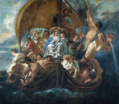 The Holy Family With Various Persons And Animals In A Boat by Jacob Jordaens — digital art print download