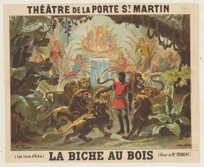 Théâtre de la Porte Saint-Martin La Biche au bois. Les lions d'Aïka by Imp. H. Laas, 1881 — digital art print download