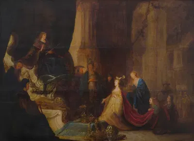 The Queen Of Sheba Before King Salomon by Якоб Виллемсз. де Вет, 1635 — digital art print download