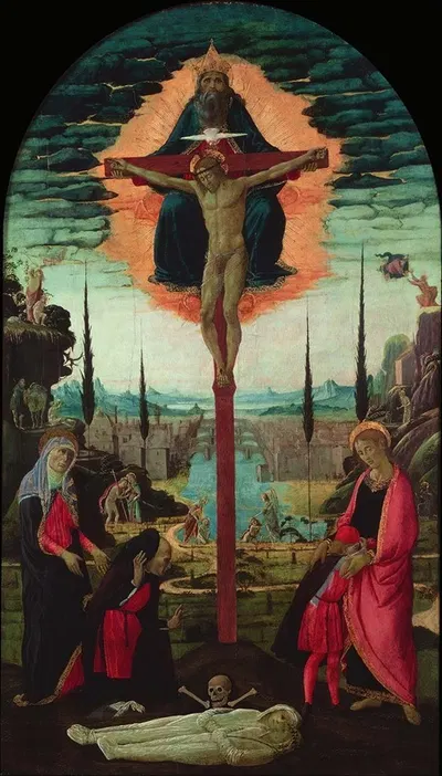 Votive Altarpiece- the Trinity, the Virgin, St. John and Donors by Якопо дель Селлайо — digital art print download