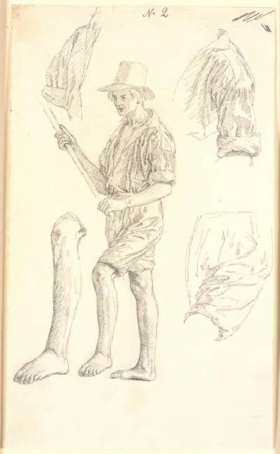 En fisker. Samt studier til samme by Кристен Кёбке, 1841 – 1844 — digital art print download