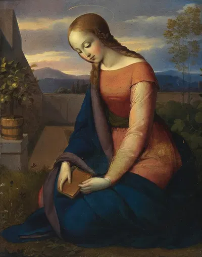 The Virgin Mary In The 'hortus Conclusus' by Иоганн Евангелист Шеффер фон Леонардсхоф, 1820 — digital art print download