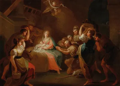The Adoration Of The Shepherds by Johann Josef Karl Henrici — digital art print download
