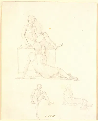Fire modelstudier af drenge by Кристен Кёбке, 1810 – 1848 — digital art print download