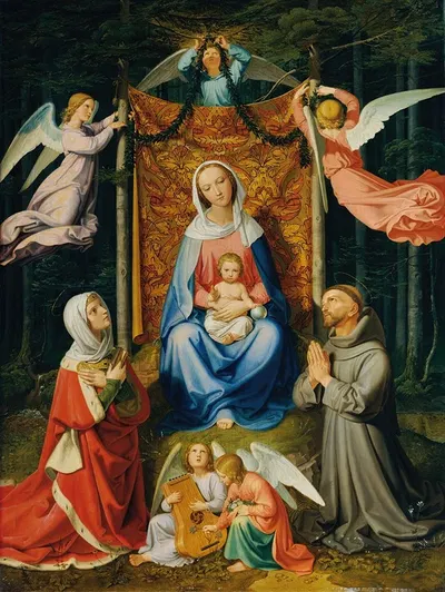 Waldesruhe (Madonna Mit Kind, Hl. Adelheid Und Hl. Franziskus) by Иосиф фон Фюрих, 1835 — digital art print download