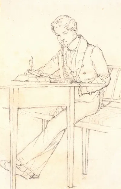 Læsende ung mand, siddende i en sofa by Christen Købke, 1810 – 1848 — digital art print download