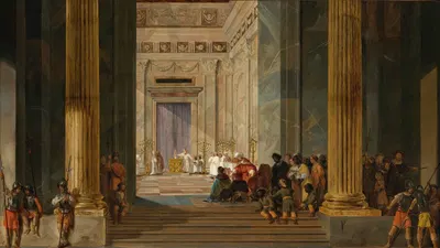The Queen Of Sheba Before The Temple Of Solomon In Jerusalem by Соломон де Брей, 1657 — digital art print download