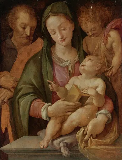 Holy Family With The Infant John The baptist by Tommaso d'Antonio Manzuoli — digital art print download