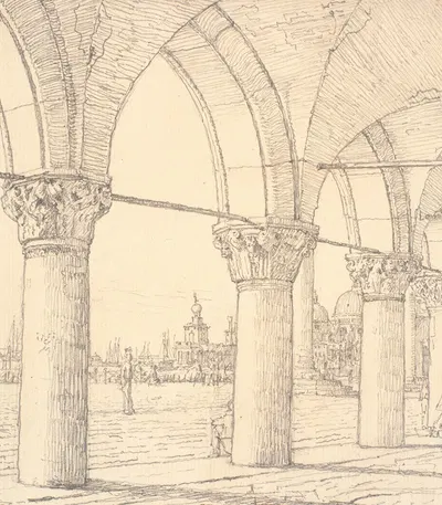 Parti af kolonaden under Dogepaladset i Venedig by Christen Købke, 1838 — digital art print download