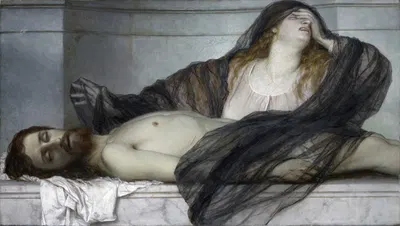 Magdalene Grieving over the Body of Christ by Arnold Böcklin, 1867 — digital art print download