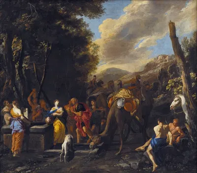 Rebecca and Eliezer at the Well by Доменико Гаргьюло, 1627 – 1679 — digital art print download