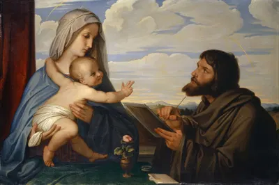Saint Luke Painting the Virgin by Эдуард фон Штайнле, 1838 — digital art print download