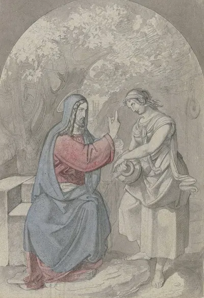 Christ and the Samaritan woman at the well by Ferdinand Fellner — digital art print download
