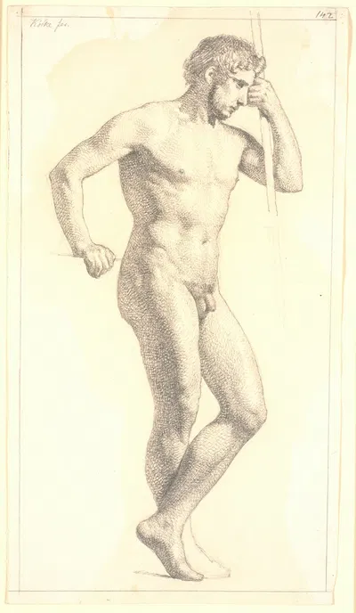 Stående mandlig akademimodel by Кристен Кёбке, 1832 — digital art print download
