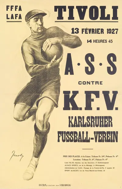 A.S.S. contre K.F.V. Karlsruhe, 13 fevrier 1927, Tivoli, Strasbourg by Jean Jacoby, 1927 — digital art print download