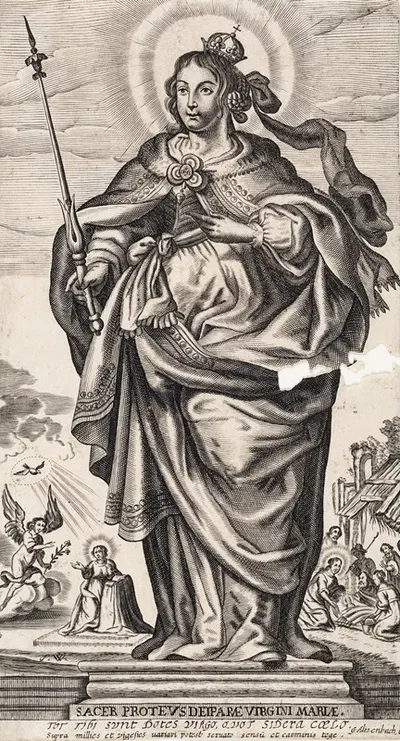 Virgin Mary with Crown and Scepter by Gerhard Altzenbach, 1608 – 1671 — digital art print download