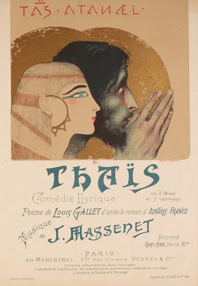 Thaïs – couverture du livret de la comédie lyrique de Jules Massenet by Жан Вебер, 1894 — digital art print download