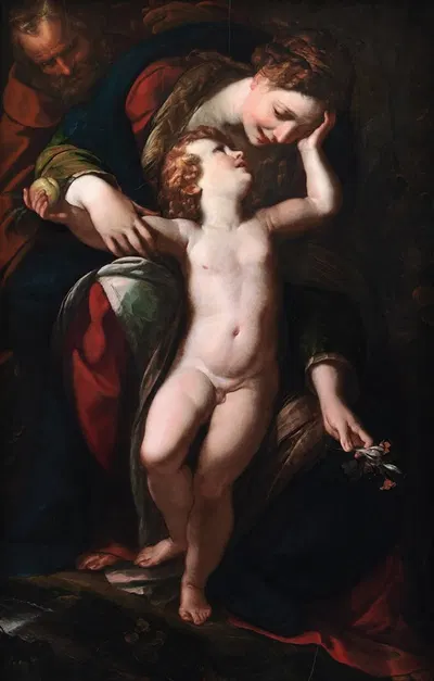 The Holy Family. The Rest on the Flight into Egypt by Giulio Cesare Procaccini, 1613 – 1615 — digital art print download
