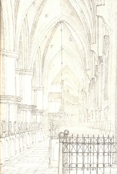 The Southern Aisle of St. Canute's Church in Odense by Кристен Кёбке, 1835 — digital art print download