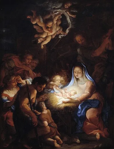 The Adoration of the Shepherds by Giuseppe Bartolomeo Chiari, 1719 – 1720 — digital art print download