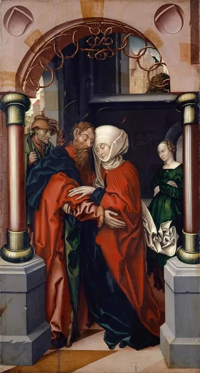 Joachim and Anne at the Golden Gate by Hans Fries, 1512 — digital art print download
