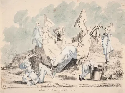 Pierrot et sa familie by Кристиан Хольм, 1802 – 1845 — digital art print download