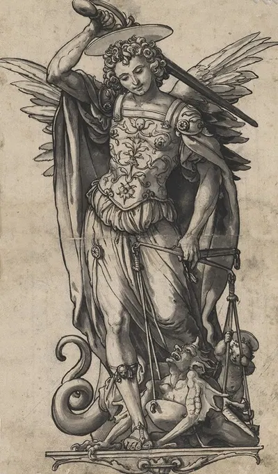 Der Erzengel Michael als Seelenwäger by Ганс Хольбейн Младший, 1523 — digital art print download