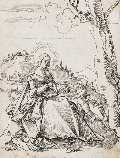Maria mit Kind in der Landschaft by Hans Leu the younger, 1516 — digital art print download