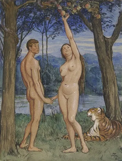 Adam and Eve by Ханс Тома, 1882 — digital art print download