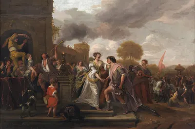 David Returning Victorious after Defeating Goliath and the Philistines by Jan Steen, 1670 - 1671 — digital art print download