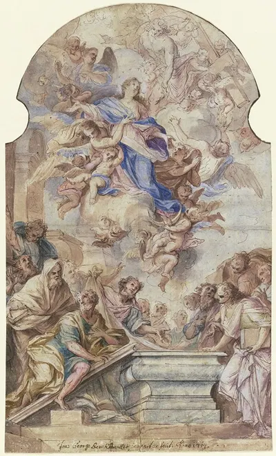 Assumption of the Virgin by Johann Georg Bergmüller, 1714 — digital art print download
