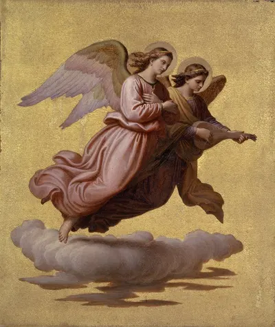 Two Angels Floating II by Johann von Schraudolph, 1865 — digital art print download
