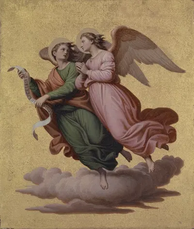Two Angels Floating by Johann von Schraudolph, 1865 — digital art print download