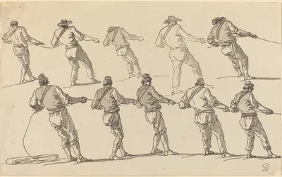 Ten Men Pulling on Ropes by Клод-Жозеф Верне — digital art print download