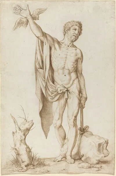 Allegory of Poverty Hindering Wit by Cornelis Cort, 1565-1570 — digital art print download