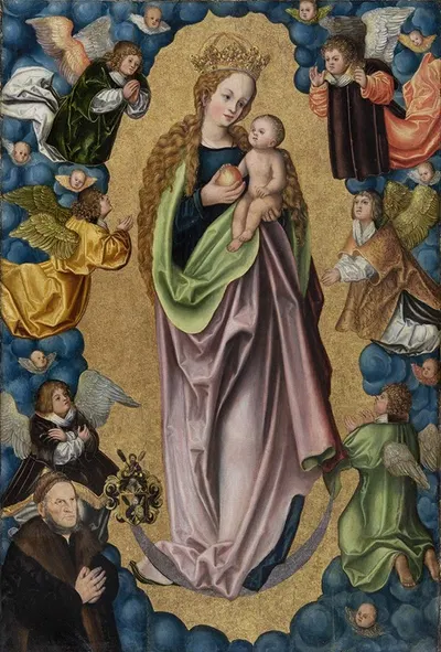 Virgin on the Crescent Moon Worshipped by the Donor Hieronymus Rudelauf by Последователь Лукаса Кранаха Старшего — digital…