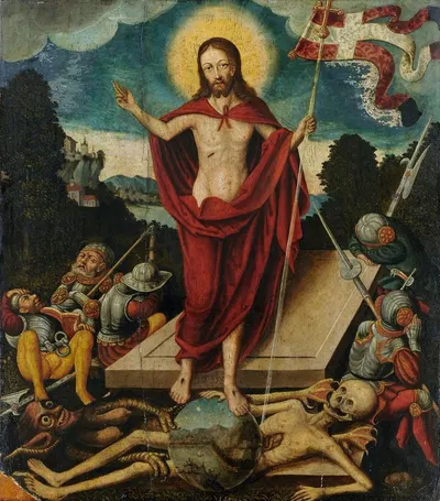 Resurrection of Christ and the Triumph Over Death and Devil by Последователь Лукаса Кранаха Старшего, 1537 — digital art…