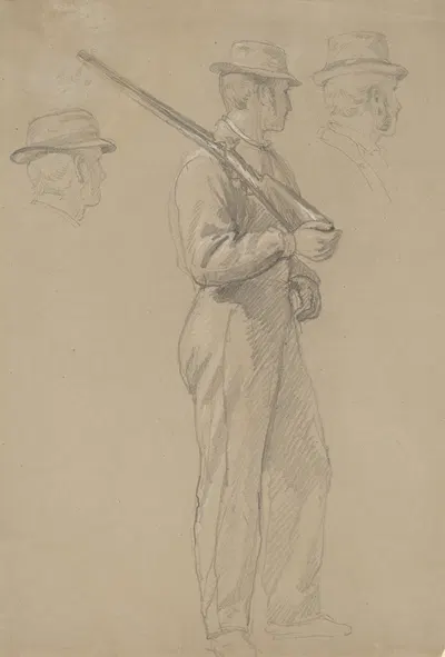 Recruit; Two Studies of Heads by Daniel Huntington, c. 1862 — digital art print download