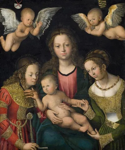 Virgin and Child with the Saints Catherine and Barbara by Lucas Cranach the Elder, 1510 – 1512 — digital art print download