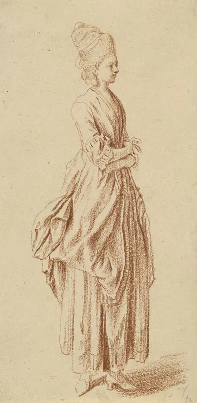 A Standing Lady in a Day Dress by Даниэль Николай Ходовецкий, 1775-1780 — digital art print download