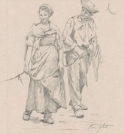 Two Peasants by Дэниел Риджвей Найт — digital art print download