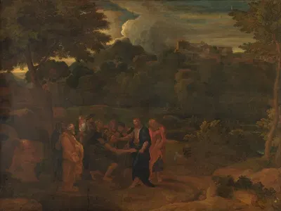 The Healing of the Two Blind Men at Jericho by Николя Пуссен, 1600 – 1699 — digital art print download