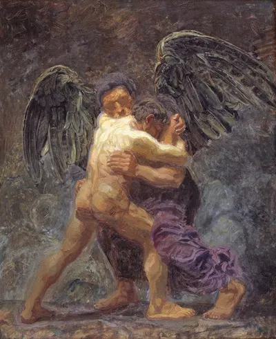 Jacob Wrestling with the Angel by Олуф Хартманн, 1907 — digital art print download