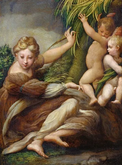 Female Martyr with Angels (Saint Catherine of Alexandria) by Parmigianino — digital art print download