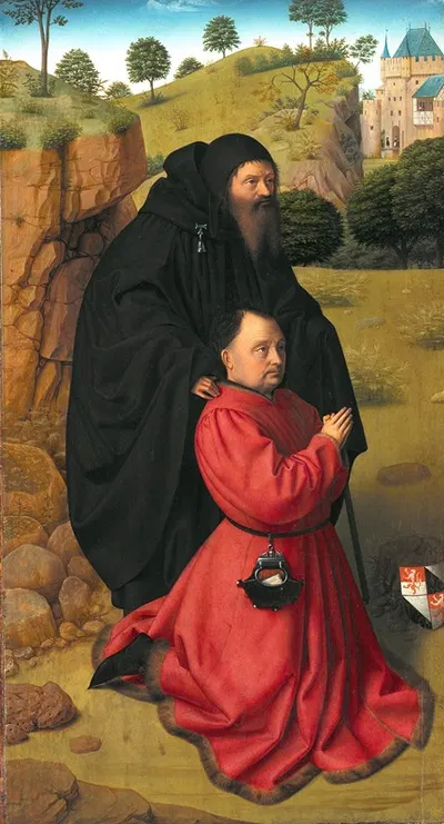 Altar Panel with a Portrait of a Donor in Scarlet under the Protection of St Anthony by Петр Христус, 1448 – 1451 — digital…