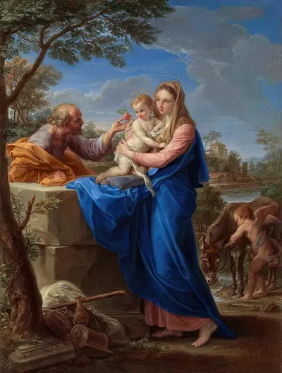 The Rest On The Flight Into Egypt by Pompeo Batoni, 1758 — digital art print download