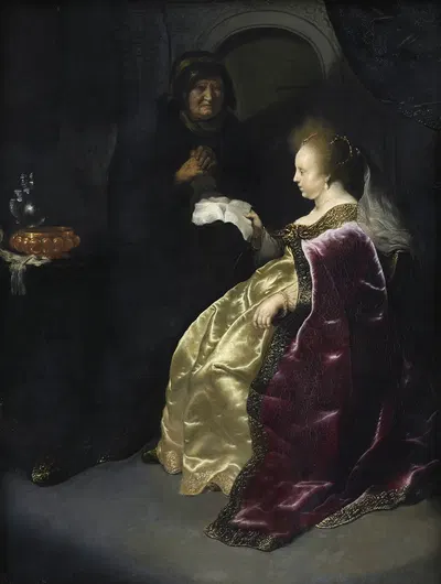 Esther reading Haman's Decree of the Extermination of the Jews by Саломон Конинк, 1630 – 1639 — digital art print download