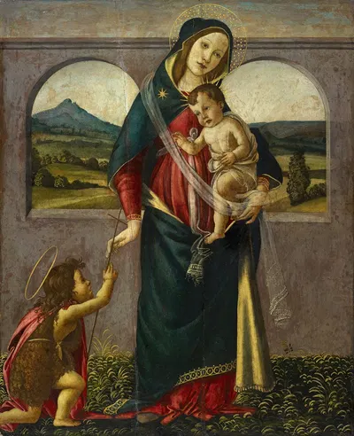Madonna and Child with the Infant Saint John the Baptist by Follower Of Botticelli — digital art print download